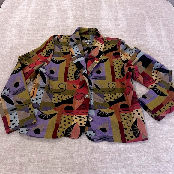 Vintage Silverado Colorful Abstract Blazer Jacket L - Picture 1 of 7